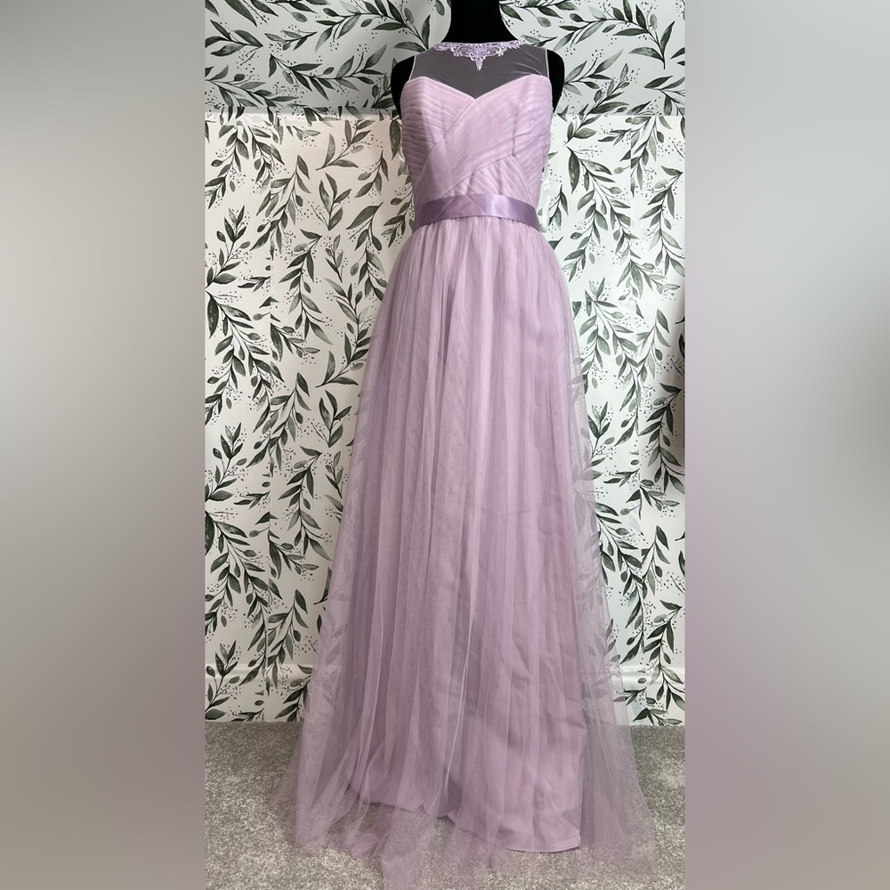 Lilac Floor Length Halter Tulle Bridesmaid Prom Gown Dress Size M (8) New #9
